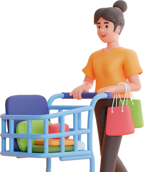 Shopping Trolley 3D Illustration